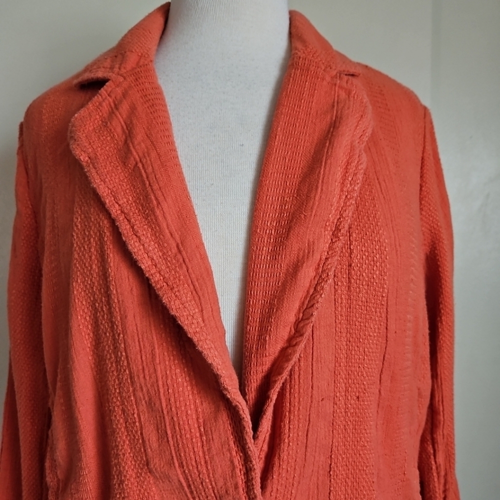 Free People Oversized Textured Jacket Blazer Coral With Pockets Size Small - Picture 10 of 15